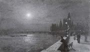 Atkinson Grimshaw Reflections on the Thames Westminster oil on canvas